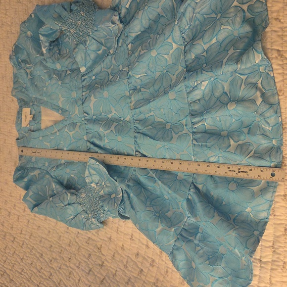 Beautiful Pomander Place Tiered Dress. Turquoise Blue Floral Print! Medium. - Picture 11 of 12